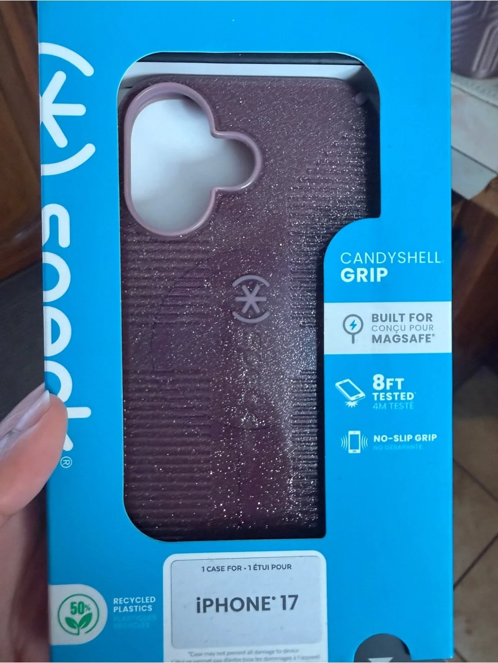 speck CandyShell Grip Case for iPhone 17 - Sparkle Plum